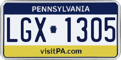 PA license plate LGX1305