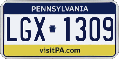 PA license plate LGX1309