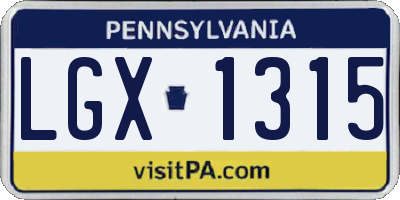 PA license plate LGX1315