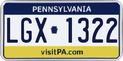 PA license plate LGX1322