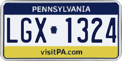PA license plate LGX1324