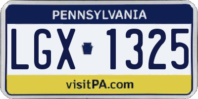 PA license plate LGX1325