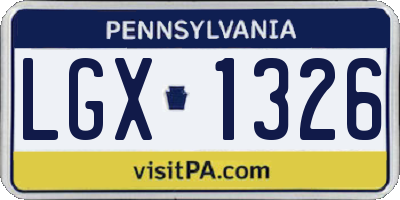 PA license plate LGX1326