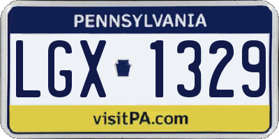 PA license plate LGX1329