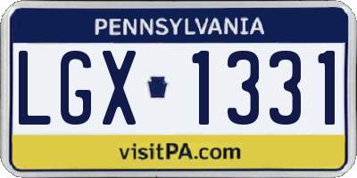 PA license plate LGX1331