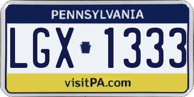 PA license plate LGX1333
