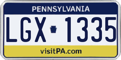 PA license plate LGX1335