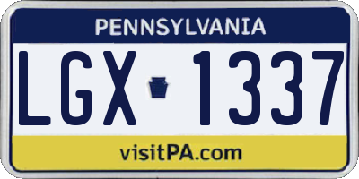 PA license plate LGX1337