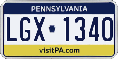 PA license plate LGX1340