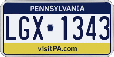 PA license plate LGX1343
