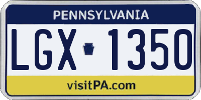 PA license plate LGX1350