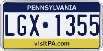 PA license plate LGX1355