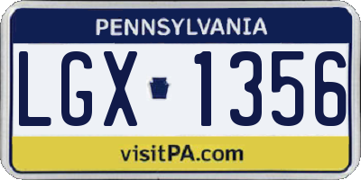 PA license plate LGX1356