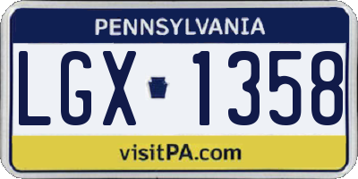 PA license plate LGX1358