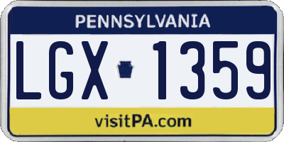 PA license plate LGX1359