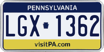 PA license plate LGX1362