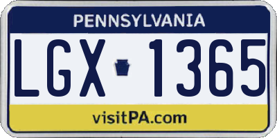 PA license plate LGX1365