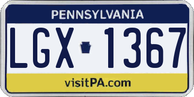 PA license plate LGX1367