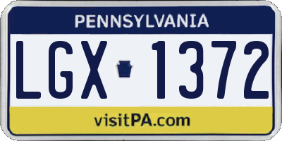 PA license plate LGX1372