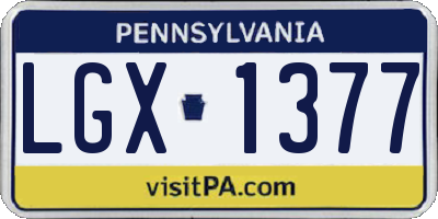 PA license plate LGX1377