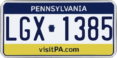 PA license plate LGX1385
