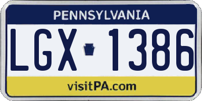 PA license plate LGX1386