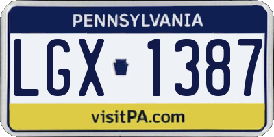 PA license plate LGX1387