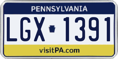 PA license plate LGX1391