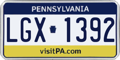 PA license plate LGX1392