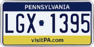 PA license plate LGX1395