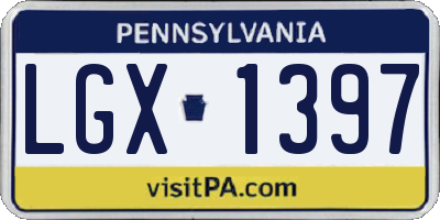 PA license plate LGX1397