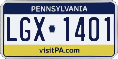 PA license plate LGX1401