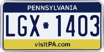 PA license plate LGX1403