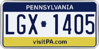 PA license plate LGX1405