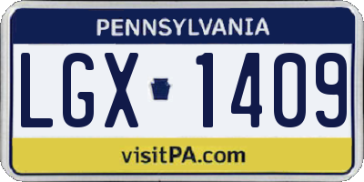 PA license plate LGX1409