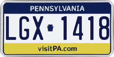 PA license plate LGX1418