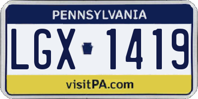 PA license plate LGX1419