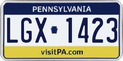 PA license plate LGX1423