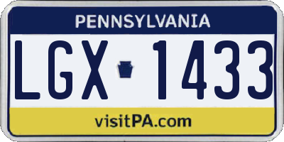 PA license plate LGX1433