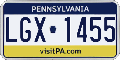 PA license plate LGX1455