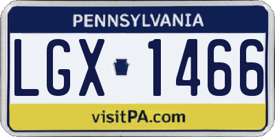 PA license plate LGX1466