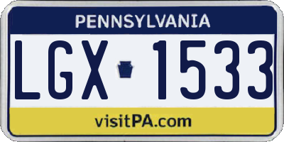 PA license plate LGX1533