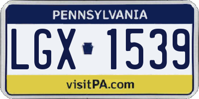 PA license plate LGX1539