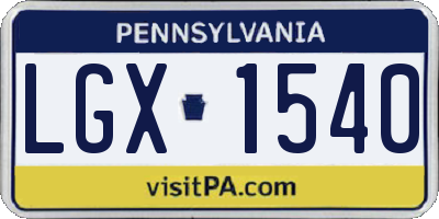 PA license plate LGX1540