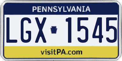 PA license plate LGX1545