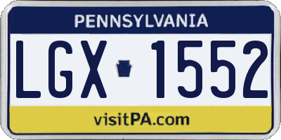 PA license plate LGX1552