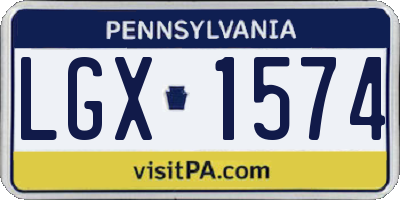 PA license plate LGX1574