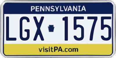 PA license plate LGX1575