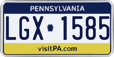 PA license plate LGX1585