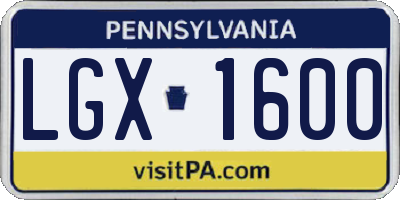 PA license plate LGX1600